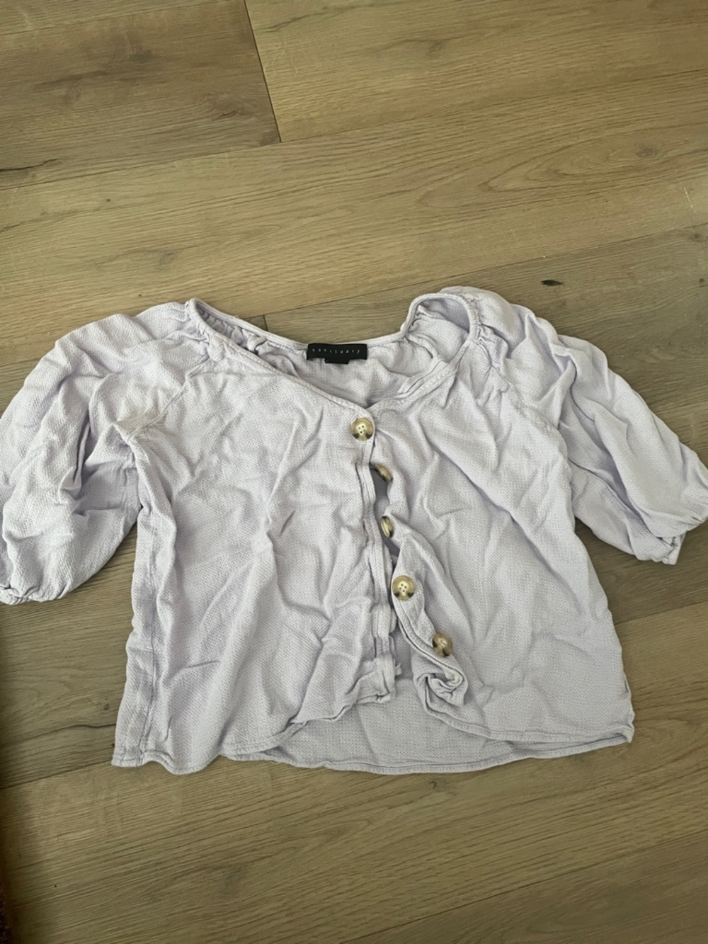 Sanctuary Light Lavender Button-Front Cropped Blouse